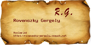 Rovenszky Gergely névjegykártya